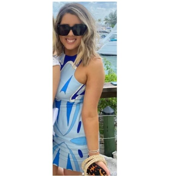 SARA BATTAGLIA Abstract Tank Dress in Blue Size IT 40 // US 4 - Picture 3 of 12